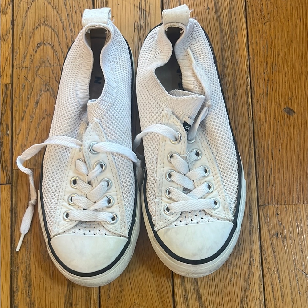 Converse White Sneakers with Canvas Material and Rubber Sole